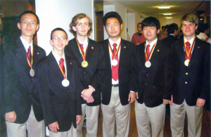 MAA winners Proud of their accomplishment, the USA team shows off their medals. From left: Delong Meng, Evan O’Dorney, John Berman, Qinxuan Pan, Wenyu Cao, and Eric Larson