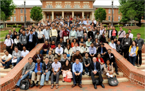 Close to 300 participants pose for a group picture at the International Indian Statistical Association Conference.