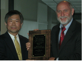 From Left: Don Owen Award winner Dennis K. J. Lin and San Antonio Chapter president John Schoolfield