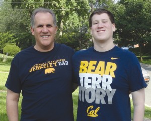 Nathaniel and Joseph Schenker display their Cal apparel. 