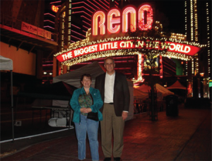 ASA President Nathaniel Schenker is given a tour of Reno by then chapter president Alicia Hansen. (Photograph by Michael Hansen)
