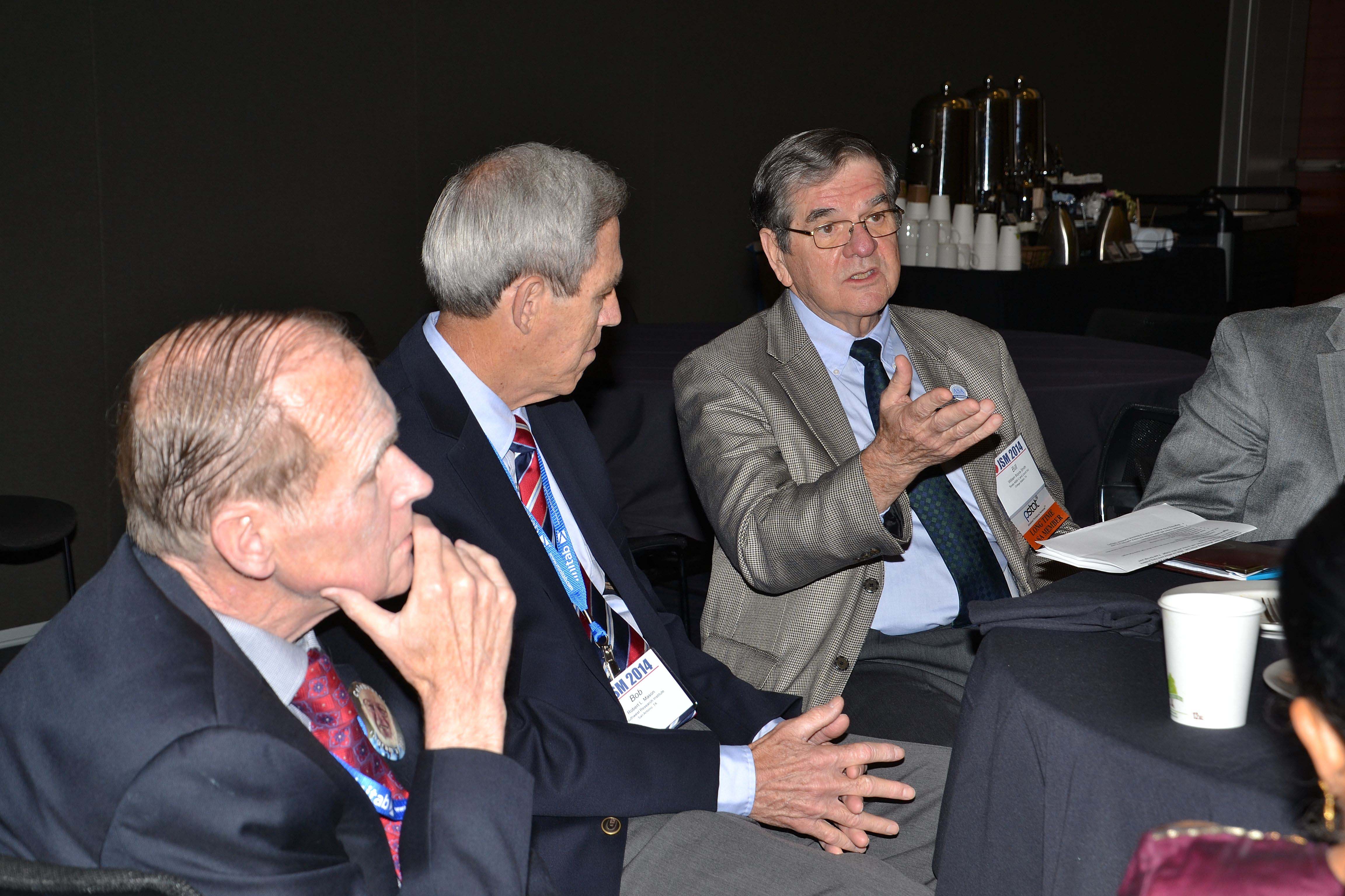 From left: Fritz Scheuren, Bob Mason, and Bill Smith reminisce during a roundtable discussion