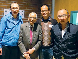 From left: Runze Li, C.R. Rao, and graduate students Zhanxiong Xu and Ningtao Wang