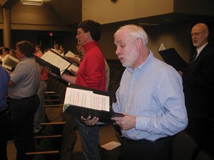Rod Little sings at a University Musical Society Choral Union rehearsal.
