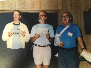 (Stu) Hunter, (Bill) Hunter, and (George) Box at the Gordon Conference singing “There’s no theorem like Bayes theorem.” Here are more pictures from this event c