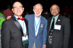 ASA Executive Director Ron Wasserstein attends the JSM 2014 Opening Mixer with Ingram Olkin and Sastry Pantula.