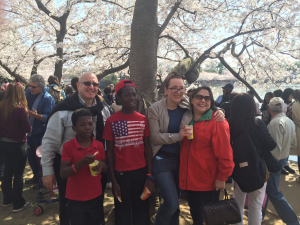 Members of the Wasserstein family (from left: Ron, Peterson, Abner, Rose, and Sherry) enjoy a day at the Tidal Basin in Washington, DC, during the 2016 blooming of the cherry trees.  