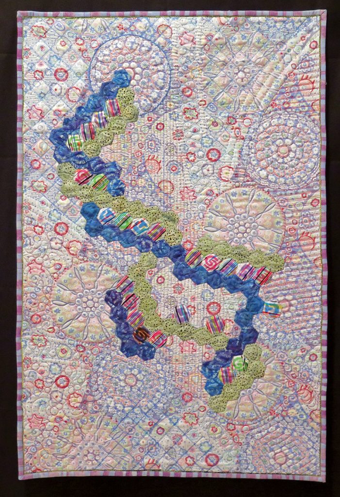 Susan Hilsenbeck included a DNA molecule applique in this quilt she designed.