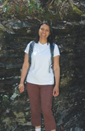 Niki Arya takes a break from rock-climbing.