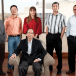 Five assistant professors at Georgia Tech who also won the CAREER Award over the last four years (from left)—Yajun Mei, Ming Yuan, Nicoleta Serban, Roshan Joseph Vengazihiyil, and Nagi Gebraeel—gather around Jeff Wu, a professor at Georgia Tech.