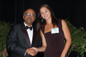Gertrude M. Cox Scholarship in Statistics Award honorable mention Layla Parast accepts her award from ASA president, Sastry Pantula.
