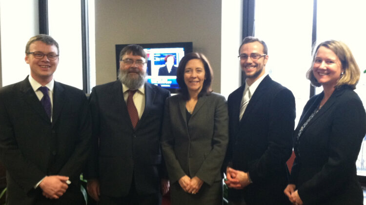 From left: Peter Craigmile, Peter Guttorp, Sen. Maria Cantwell, Christopher Gambino, and Kasey White