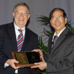 ASA President Robert Rodriguez present C. F. Jeff Wu with Deming Lecture plaque