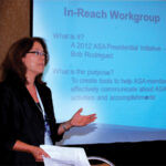 Jeri Mulrow explains in-reach communication at the Council of Chapters workshop during JSM 2012