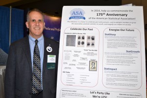 Dr. Nat Schenker shows off the ASA 175th Anniversary display.
