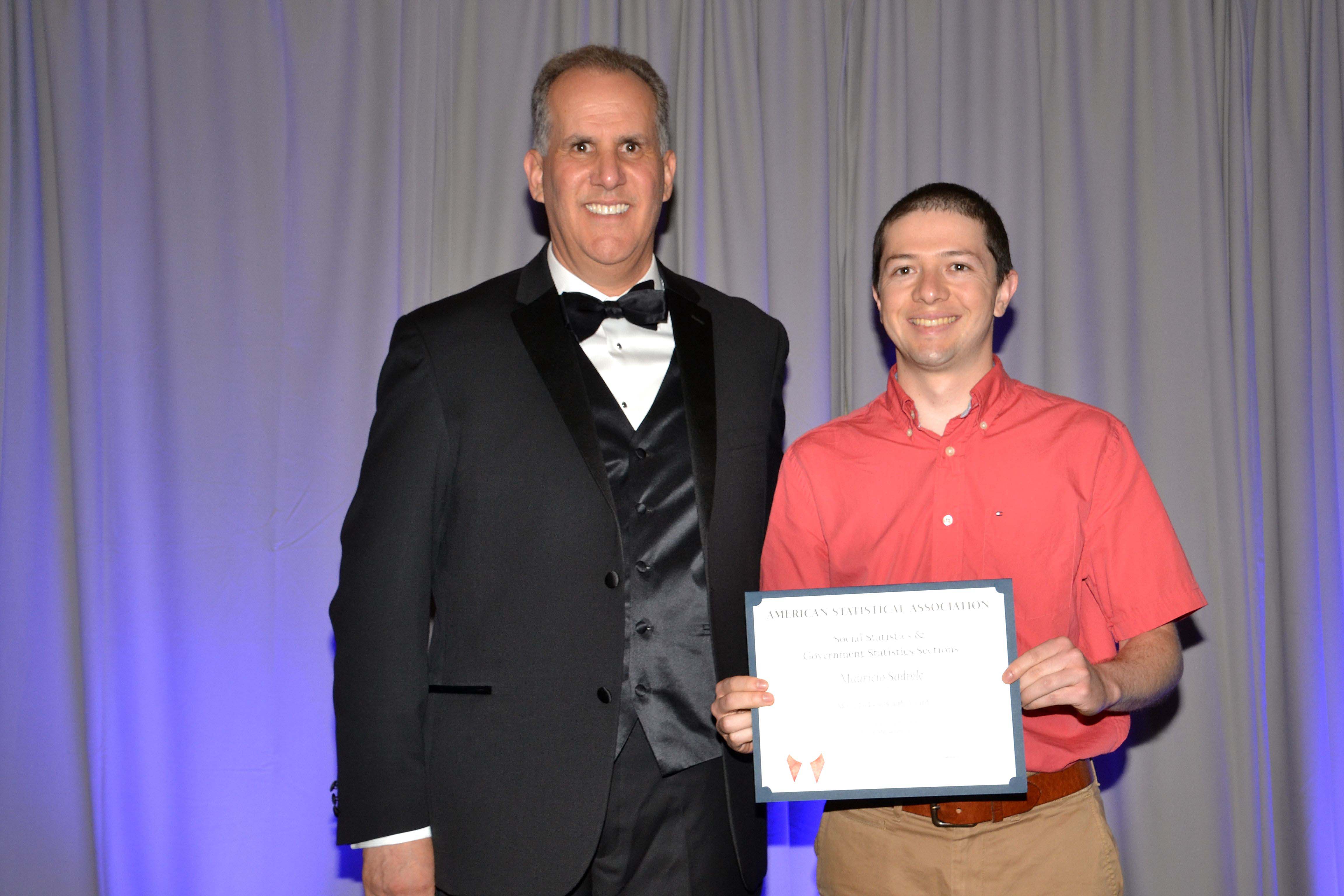 ASA President Nathaniel Schenker with Wray Jackson Smith Scholarship winner Mauricio Sadinle