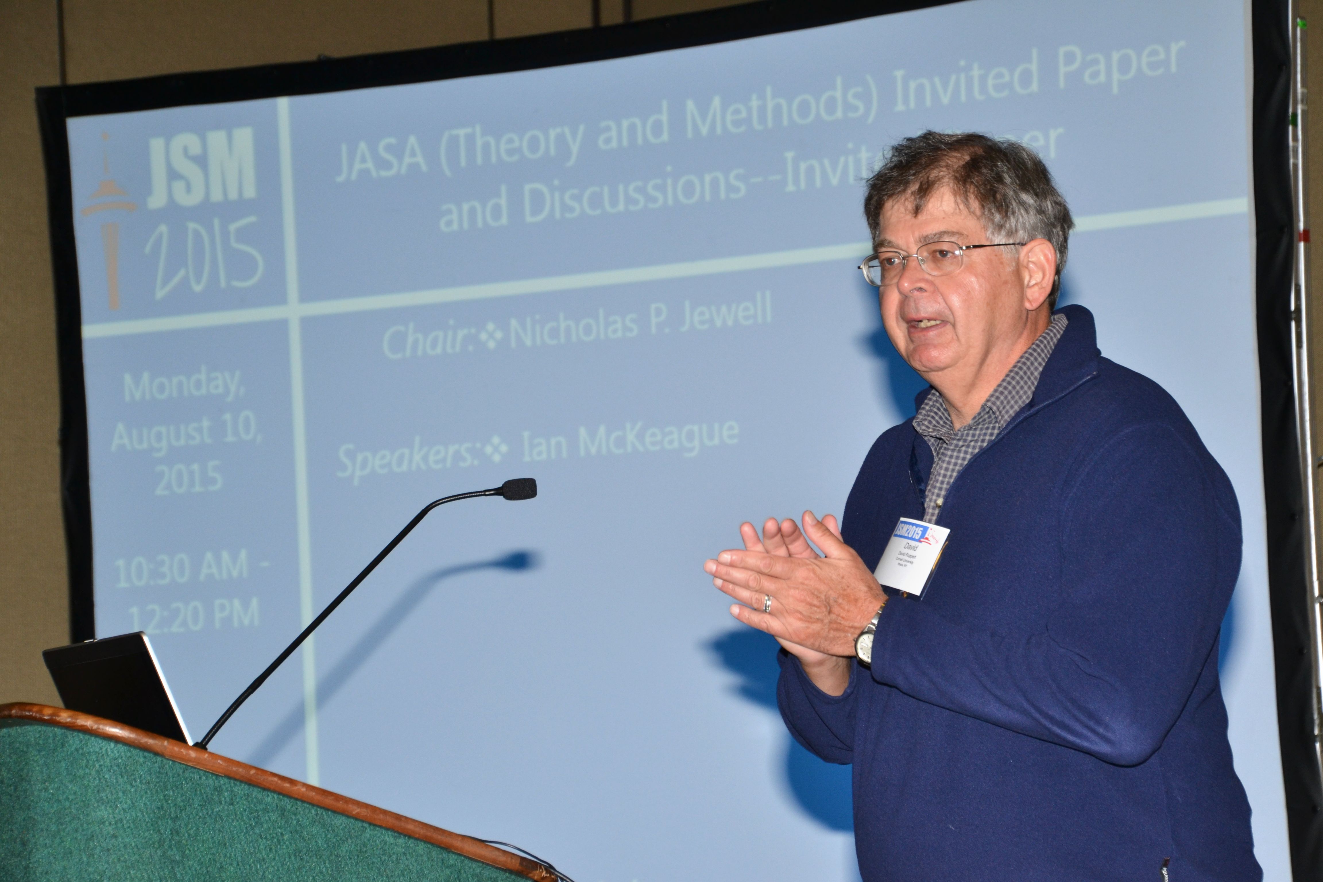 David Ruppert, JASA editor and session organizer, speaks during the JASA (Theory and Methods) invited paper and discussions session. 