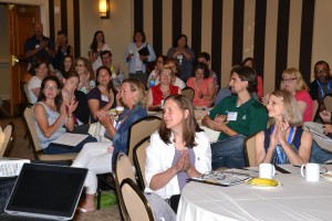 High-school teachers participate in the Meeting Within a Meeting workshop.