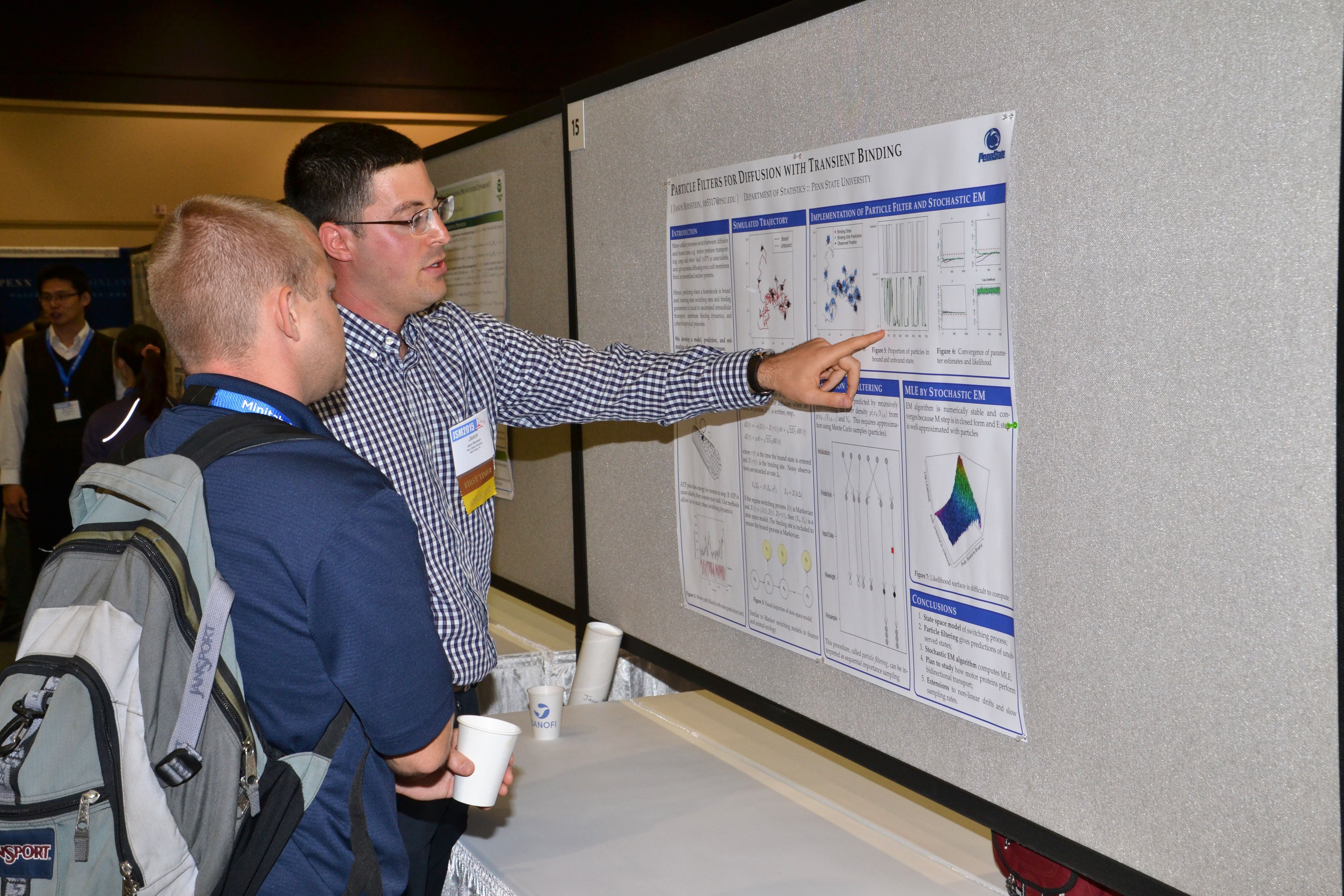 Jason Bernstein discusses his poster, "Analysis of Single Particle Diffusion with Transient Binding Using Particle Filtering."