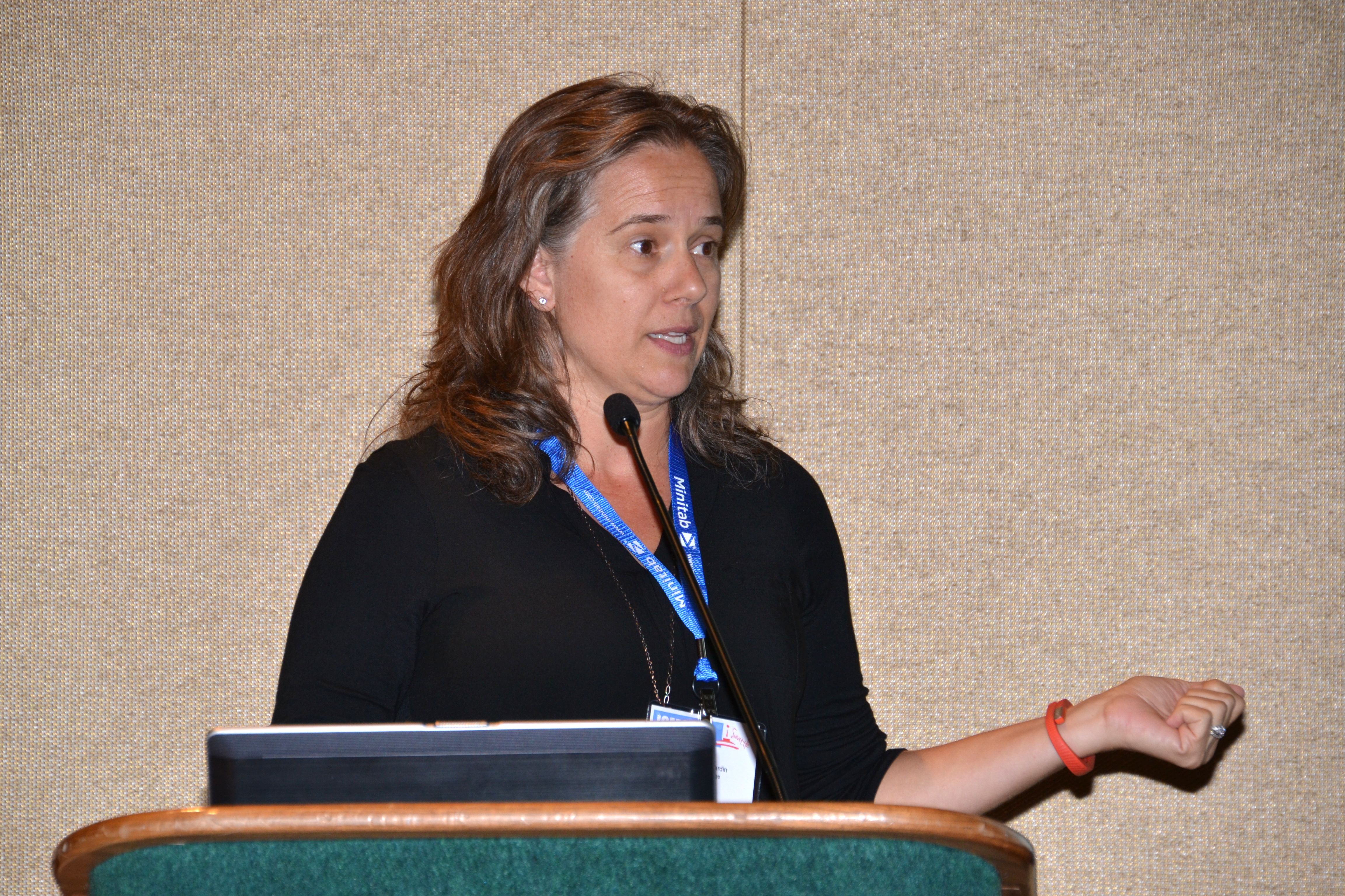 Johanna Hardin of Pomona College speaks during a session titled Undergraduate Curriculum: The Pathway to Sustainable Growth in Our Discipline: The Undergraduate Curriculum of the Future. 