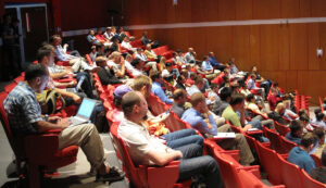Attendees pack the auditorium to listen to Brian Macdonald of the Florida Panthers. 