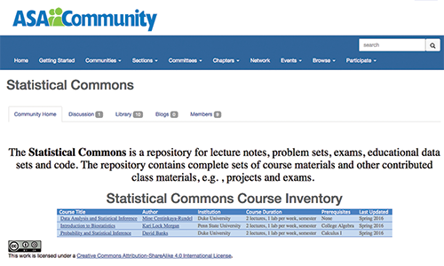 Statistical Commons on the ASA Community