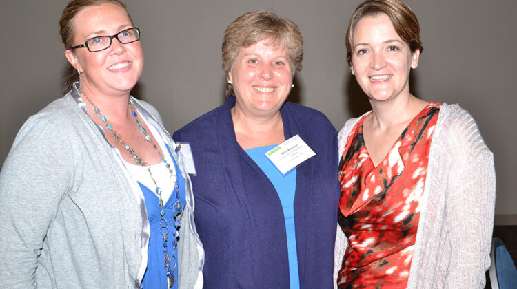 Dana Cartier, Illinois State Board of Education; Julia Brenson, Lyons Township; and Heather Brown, also from Illinois State Board of Education, participate in MWM during JSM 2016 in Chicago, Illinois.