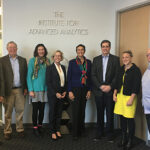 Steering committee members of the ASA Leadership Institute hold their first in-person meeting at NCSU’s Institute for Advanced Analytics. From left: Gary Sullivan, Bob Rodriguez, Donna LaLonde, Lisa LaVange, Erica Groshen, Michael Rappa, Debbie Hughes, Ron Wasserstein, (not pictured: Aarti Shah)