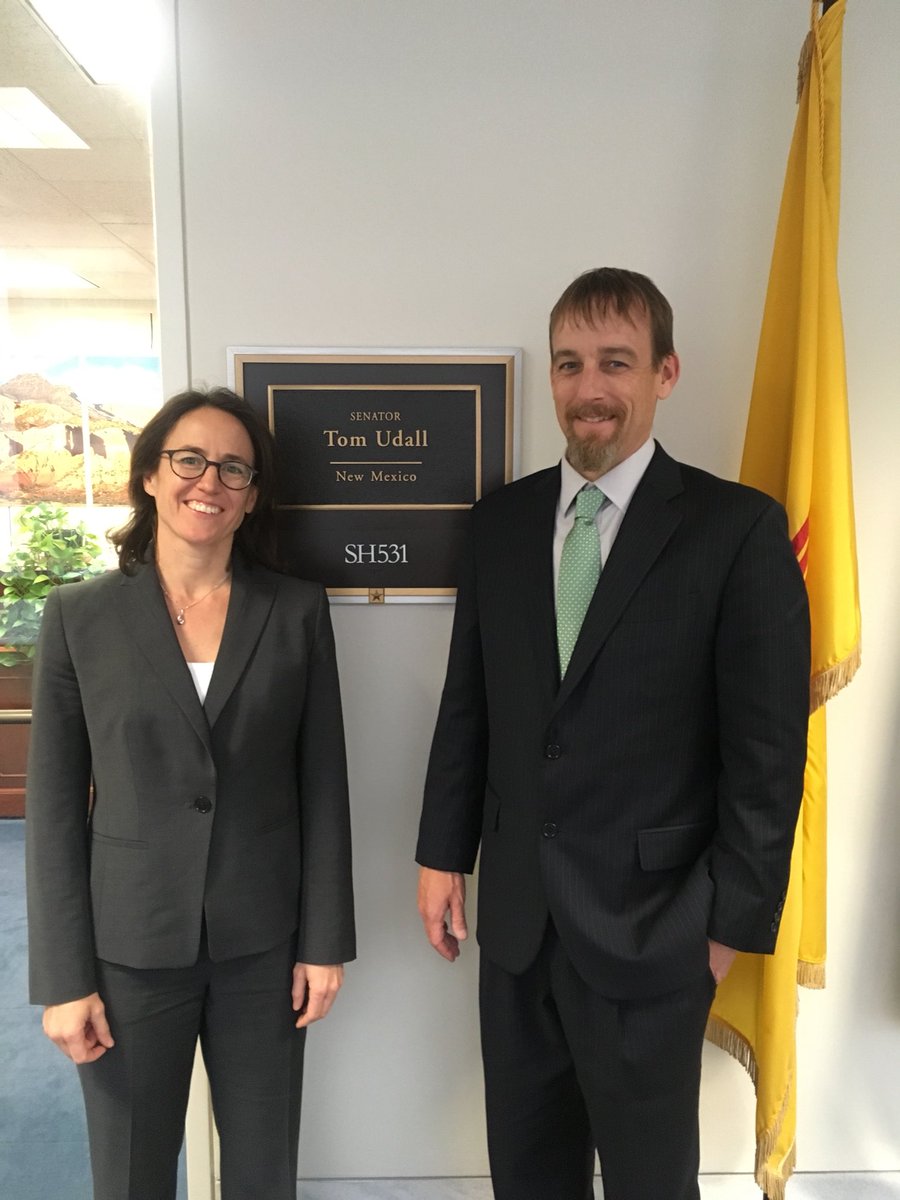 Photo courtesy of Julia Marsh  Dorit Hammerling and her teammate, Matthew Hurteau, outside the office of Sen. Tom Udall (D-NM) 