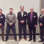 Chapter officers (from left) Hailin Sang, Jon Woody, Jeff Syzchowski, and Bob Oster with ASA Past President Barry Nussbaum