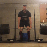 Althouse lifts 585 pounds. His heaviest lift is 600 pounds, but 585 pounds is the biggest lift he has completed in his garage.
