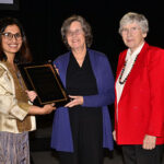 Bhramar Mukherjee (left) and Lynne Billard present the Florence Nightingale David Award to Susan Ellenberg (University of Pennsylvania). Photo by Eric Sampson/ASA