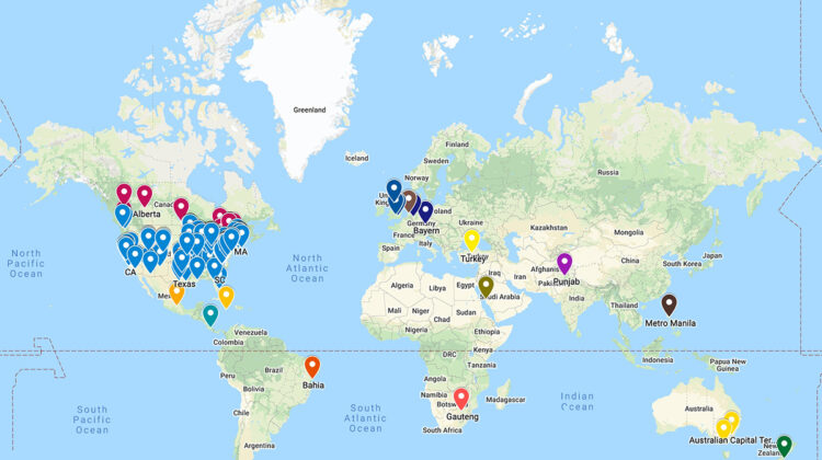 Map of the world showing locations of audience members around the world who provided their location during the talk! This map shows the locations of the 266 who responded to the request. Click on the map for more.