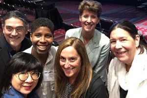 Photo shows, from left, back: Rob Santos, Emma Benn, and Sally Morton; From left, front: Ji-Hyun Lee, Leslie McClure, and Donna LaLonde at JSM 2019 in Denver, Colorado.