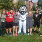 Jana Asher (left) with students at Slippery Rock University, where she helped start a statistics club