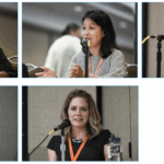 “Let’s Talk the Issues” was the title of the opening plenary panel and the theme for the Women in Statistics and Data Science conference. Panelists are (top, from left) Nairanjana Dasgupta of Washington State University and president-elect of the Committee on Women in Statistics, Eunice Kim of Microsoft and chair of the Caucus for Women in Statistics, Motomi Mori of St. Jude Children’s Research Hospital and president of the Committee on Women in Statistics, Jessica Kohlschmidt of The Ohio State University and executive director of the Committee on Women in Statistics (bottom left), and Emily Casleton of the Los Alamos National Laboratory and Caucus for Women in Statistics member (bottom right).