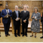 From left: Thomas Richardson of the University of Washington, Eric Tchetgen Tchetgen of the University of Pennsylvania, James Robins of Harvard University, Peter Rousseeuw, Andrea Rotnitzky of the Universidad Torcuato di Tella in Argentinië, and Miguel Hernán of Harvard University Photo by Filip Van Loock