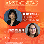 July Amstat News cover photos of Ji-Hyun Lee and Susan Paddock