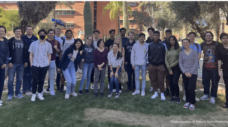 Group of 15 students all wearing casual clothes