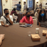 ASA Past President Katherine Ensor (right) meets with students from the Statistical Undergraduate Research Experience program during a snack break at the 2021 Summer Research Conference, hosted by Emory University’s Department of Biostatistics and Bioinformatics.