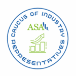 The Caucus of Industry Representatives Logo, which has blue circular text stating the name of the caucus, the ASA logo, and a small graphic of a bar chart with an upward arrow.