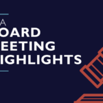 ASA Board Meeting Highlights with an illustration of a gavel