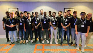 A large group in a conference center room