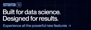 Stata Ad: Built for data science. Designed for results. Experience all the powerful new features.