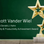 Photo of an award, three stars, with Scott VanderWeil's name