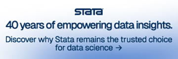 STATA 40 years of empowering data insights. Discover why State remains the trusted choice for data science. Then an arrow pointing right.