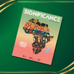 Green and gold background with an image of Significance magazine on it, with a patterned map of Africa and the text "Africa Special Issue"