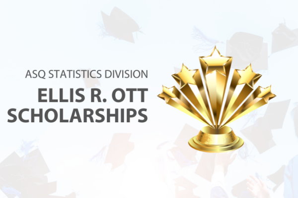 Ellis R. Ott Scholarships with caps and a trophy