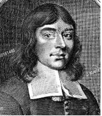 An old drawing of a man with long wavy hair and a white collar
