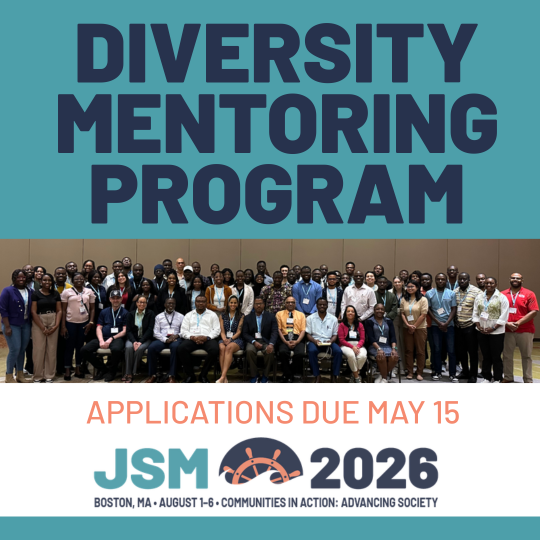 Diversity Mentoring Program Applications Due May 15 JSM 2025 logo